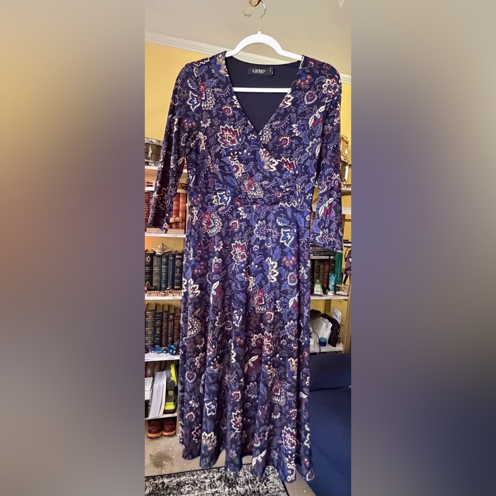 Ralph Lauren Navy Floral Long Sleeve Dress